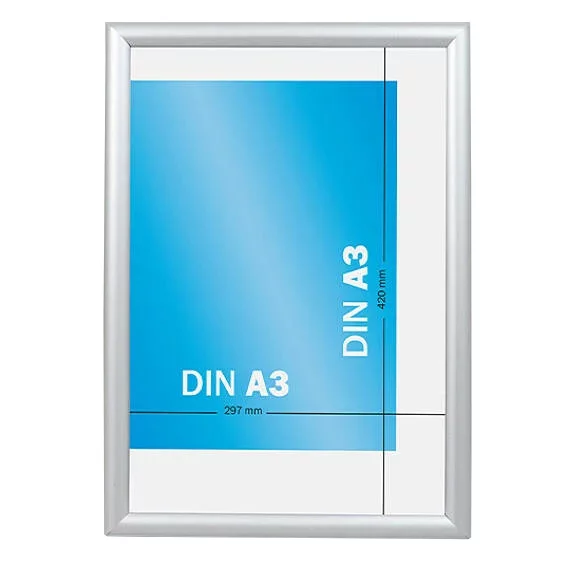 17 mm Klapprahmen DIN A3 29,7x42 cm (A3) | silber | Kunstglas mattiert (1 mm)