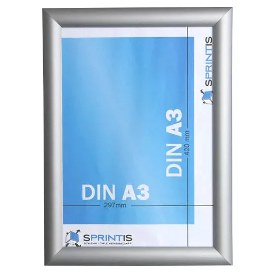 25 mm Klapprahmen magnetisch DIN A3 29,7x42 cm (A3) | silber | Kunstglas mattiert (1 mm)