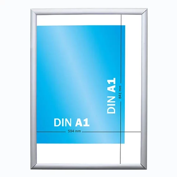 25 mm Fenster-Klapprahmen 59,4x84,1 cm (A1) | silber | Kunstglas mattiert (1 mm)