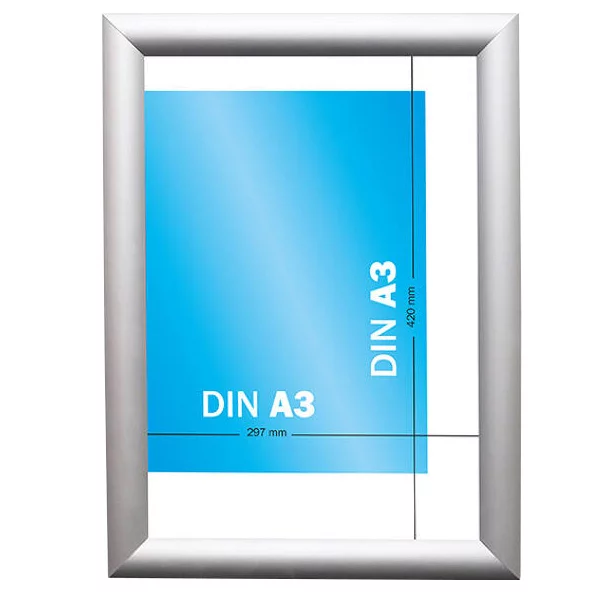 25 mm Fenster-Klapprahmen 29,7x42 cm (A3) | silber | Kunstglas mattiert (1 mm)