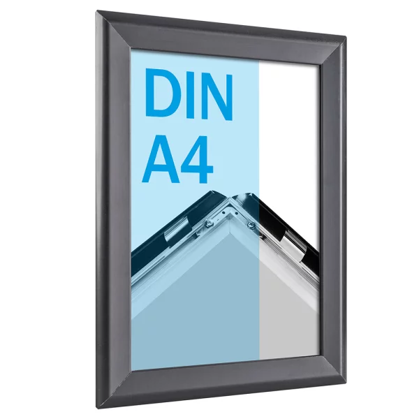 32 mm Klapprahmen DIN A4 21x29,7 cm (A4) | schwarz | Kunstglas mattiert (1 mm)