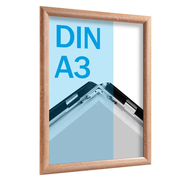 25 mm Klapprahmen Holzoptik DIN A3 29,7x42 cm (A3) | holzoptik hell | Kunstglas mattiert (1 mm)