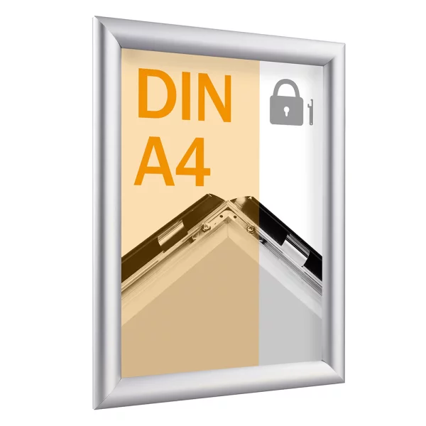 25 mm Sicherheits-Klapprahmen DIN A4 21x29,7 cm (A4) | silber | Kunstglas mattiert (1 mm)