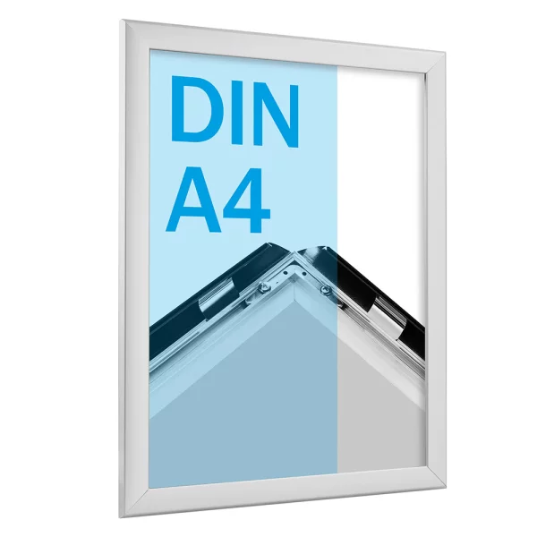 20 mm Klapprahmen 21x29,7 cm (A4) | silber | Kunstglas mattiert (1 mm)