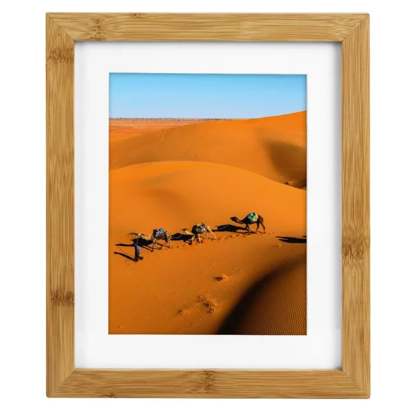 Holz Bilderrahmen Bamboo aus Bambus mit Passepartout 20x25 cm (15x20 cm) | Natur | Normalglas (2 mm)