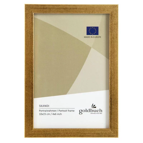 Holz-Bilderrahmen Skandi 10x15 cm | Gold | Normalglas (2 mm)