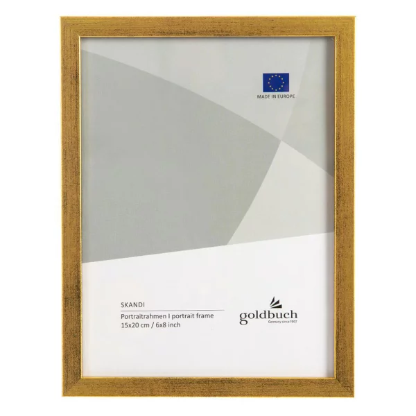Holz-Bilderrahmen Skandi 15x20 cm | Gold | Normalglas (2 mm)