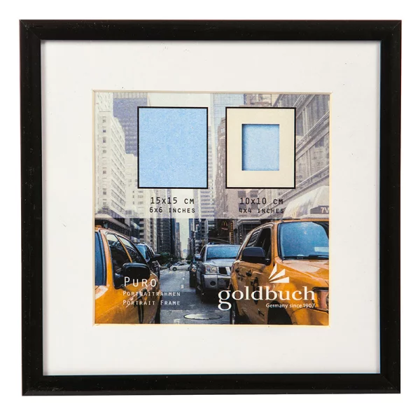 Kunststoff-Bilderrahmen Puro mit Passepartout 15x15 cm (10x10 cm) | schwarz | Normalglas (2 mm)