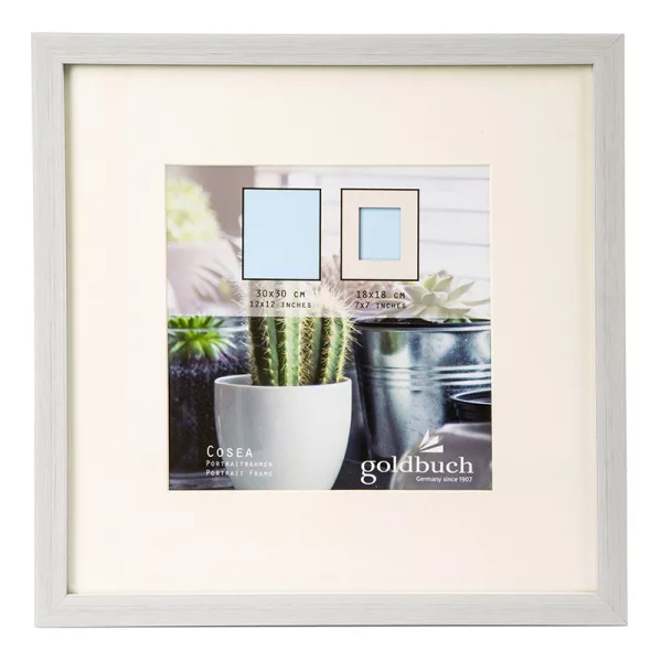 Kunststoff-Bilderrahmen Cosea mit Passepartout 30x30 cm (18x18 cm) | grau | Normalglas (2 mm)