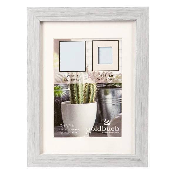 Kunststoff-Bilderrahmen Cosea mit Passepartout 13x18 cm (9x13 cm) | grau | Normalglas (2 mm)