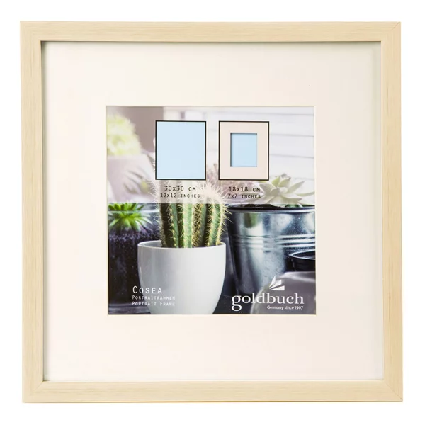 Kunststoff-Bilderrahmen Cosea mit Passepartout 30x30 cm (18x18 cm) | beige | Normalglas (2 mm)
