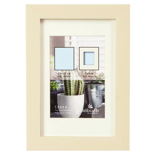 Kunststoff Bilderrahmen Cosea mit Passepartout 10x15 cm (6x9 cm) | beige | Normalglas (2 mm)