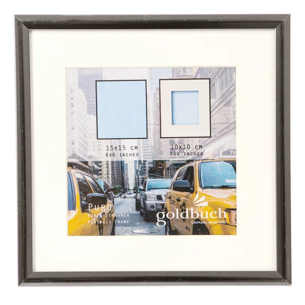 Kunststoff-Bilderrahmen Puro mit Passepartout 15x15 cm (10x10 cm) | grau | Normalglas (2 mm)