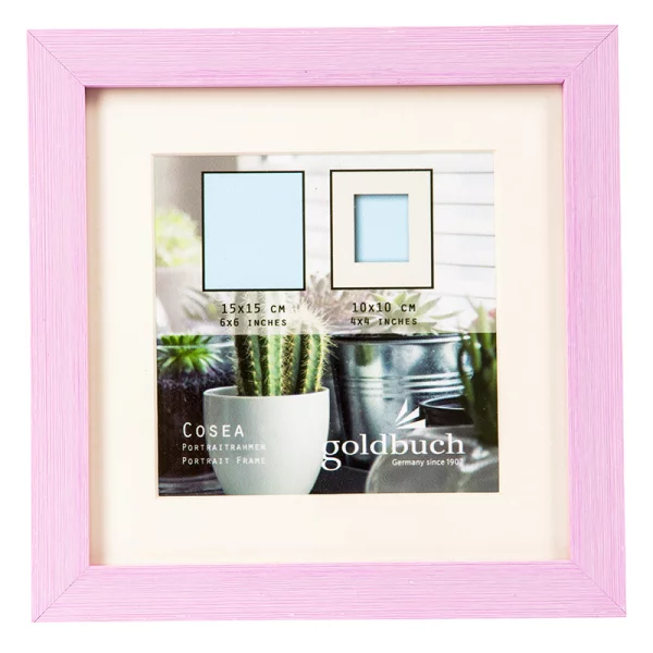 Kunststoff Bilderrahmen Cosea mit Passepartout 15x15 cm (10x10 cm) | pink | Normalglas (2 mm)
