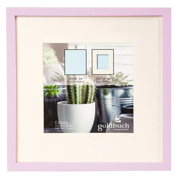 Kunststoff-Bilderrahmen Cosea mit Passepartout 30x30 cm (18x18 cm) | pink | Normalglas (2 mm)
