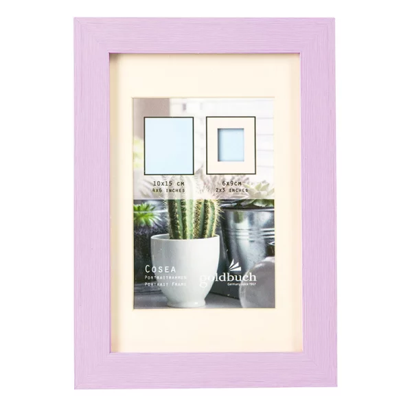 Kunststoff Bilderrahmen Cosea mit Passepartout 10x15 cm (6x9 cm) | pink | Normalglas (2 mm)