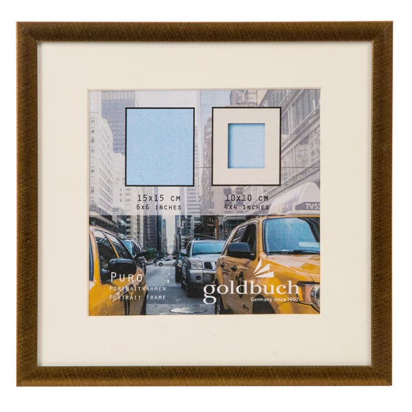 Kunststoff-Bilderrahmen Puro mit Passepartout 15x15 cm (10x10 cm) | bronze | Normalglas (2 mm)