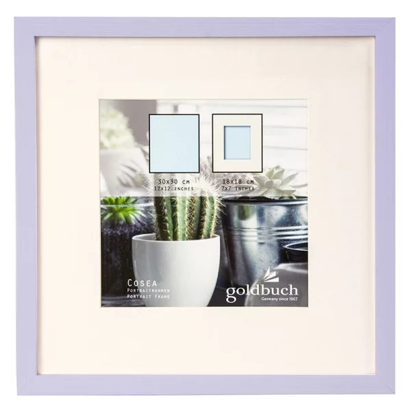 Kunststoff-Bilderrahmen Cosea mit Passepartout 30x30 cm (18x18 cm) | flieder | Normalglas (2 mm)