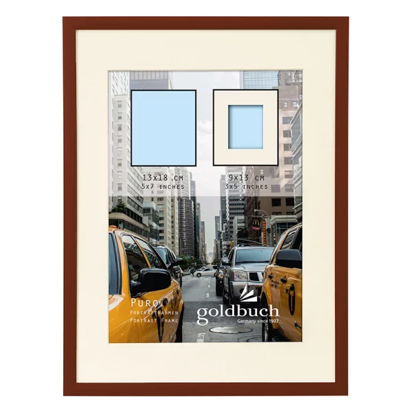 Kunststoff-Bilderrahmen Puro mit Passepartout 13x18 cm (9x13 cm) | braun | Normalglas (2 mm)