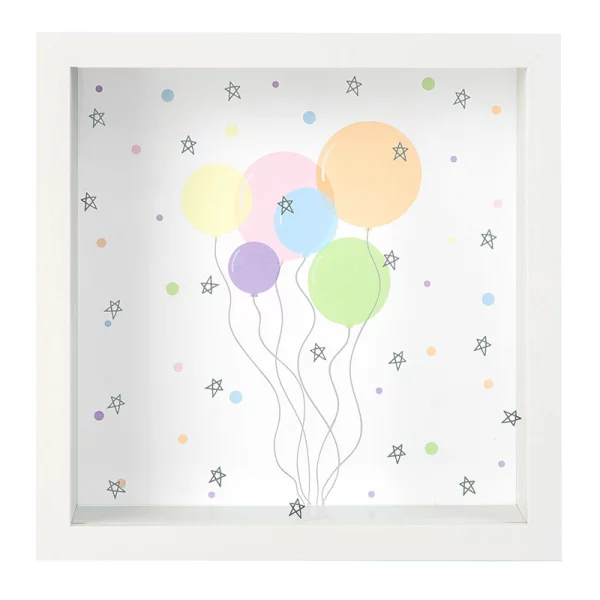 Bilderrahmen Spardose (personalisierbar mit eigenem Bild) 18x18 cm | Balloons | Kunstglas (2 mm)