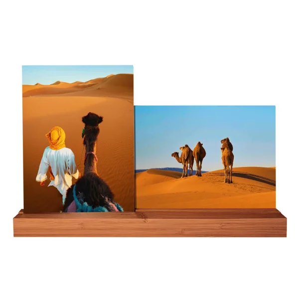 Foto-Aufsteller Bamboo aus Bambus mit Acryl-Bildhaltern 2x13x18 cm | Natur | Kunstglas (2 mm)