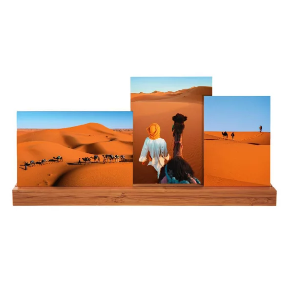 Foto-Aufsteller Bamboo aus Bambus mit Acryl-Bildhaltern 1x10x15 cm, 2x13x18 cm | Natur | Kunstglas (2 mm)