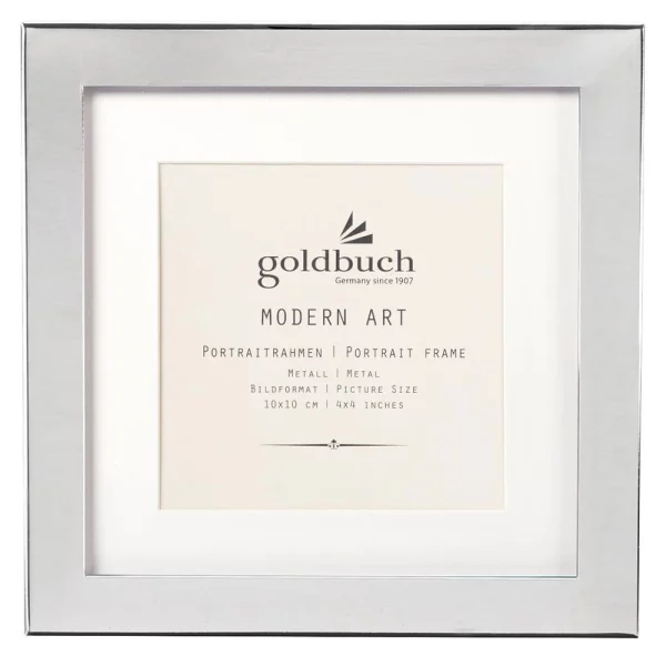 Portraitrahmen "Modern Art" aus Metall mit Passepartout 10x10 cm | silber | Normalglas (2 mm)