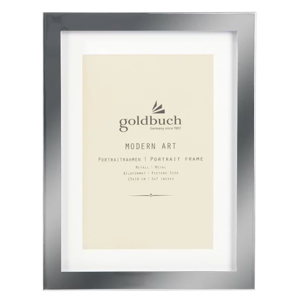 Portraitrahmen "Modern Art" aus Metall mit Passepartout 13x18 cm | silber | Normalglas (2 mm)