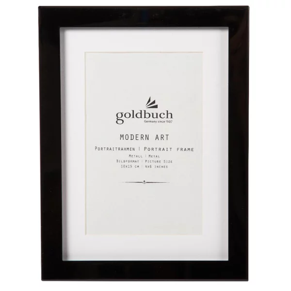 Fotorahmen Modern Art aus Metall mit Passepartout 10x15 cm | schwarz | Normalglas (2 mm)