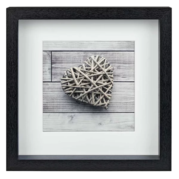 3D Fotorahmen Scala (MDF) 23x23 cm | Schwarz | Antireflexglas mattiert (2 mm)