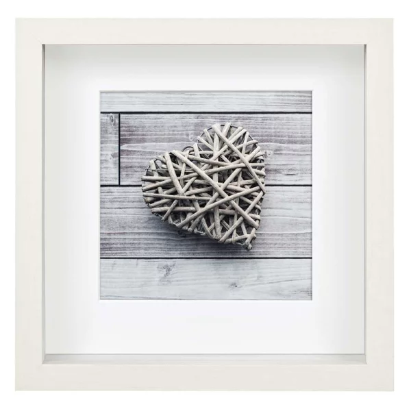 3D Fotorahmen Scala (MDF) 23x23 cm | Weiß | Antireflexglas mattiert (2 mm)
