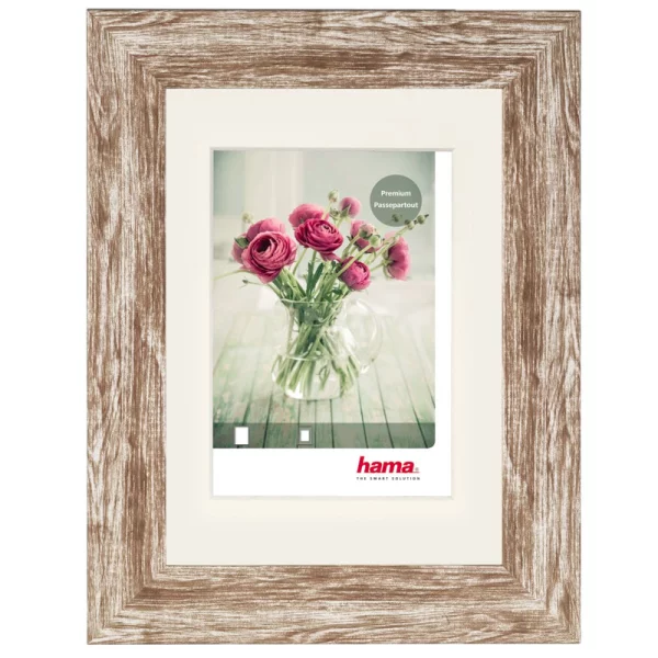 Kunststoff Bilderrahmen Chalet inkl. Passepartout 20x30 cm | Braun | Normalglas (2 mm)