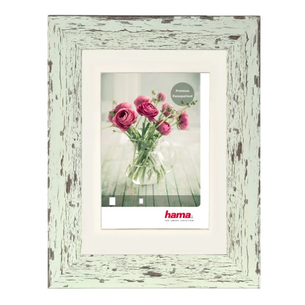 Kunststoff Bilderrahmen Chalet inkl. Passepartout 20x30 cm | Pastell-Mint | Normalglas (2 mm)