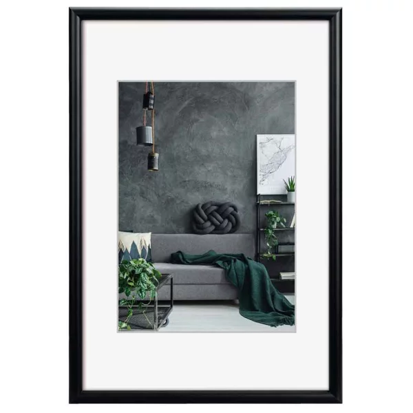 Alu Bilderrahmen Detroit 50x70 cm | Schwarz | Normalglas (2 mm)