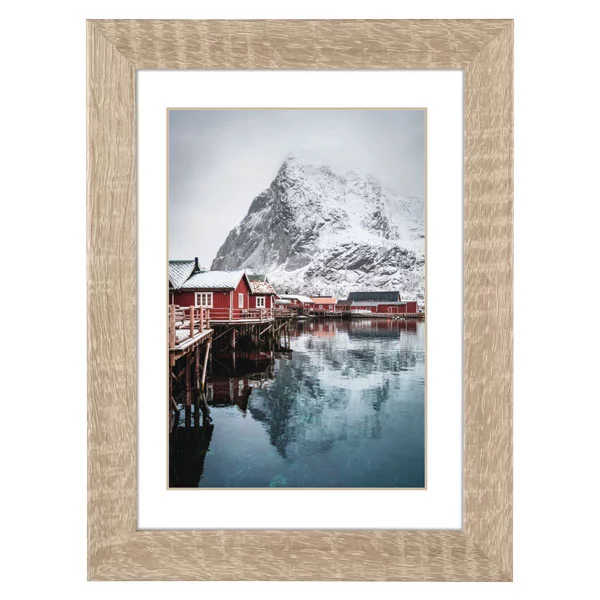 Holz Bilderrahmen Oslo (MDF) inkl. Passepartout 10x15 cm | Eiche | Normalglas (2 mm)