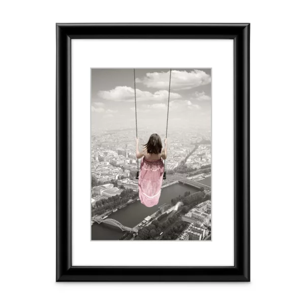 Kunststoff Bilderrahmen Swing 10x15 cm | Schwarz | Kunstglas (1 mm)