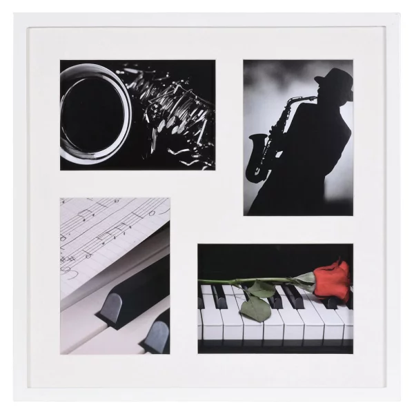 Galerierahmen Piano (MDF) für 4 Bilder 13x18 cm | Weiß | Normalglas (2 mm)