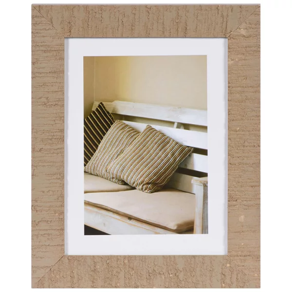 Holz Bilderrahmen Driftwood mit Passepartout 15x20 cm (10x15 cm) | Beige | Normalglas (2 mm)