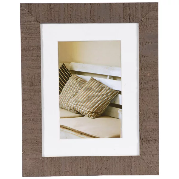 Holz Bilderrahmen Driftwood mit Passepartout 15x20 cm (10x15 cm) | Braun | Normalglas (2 mm)