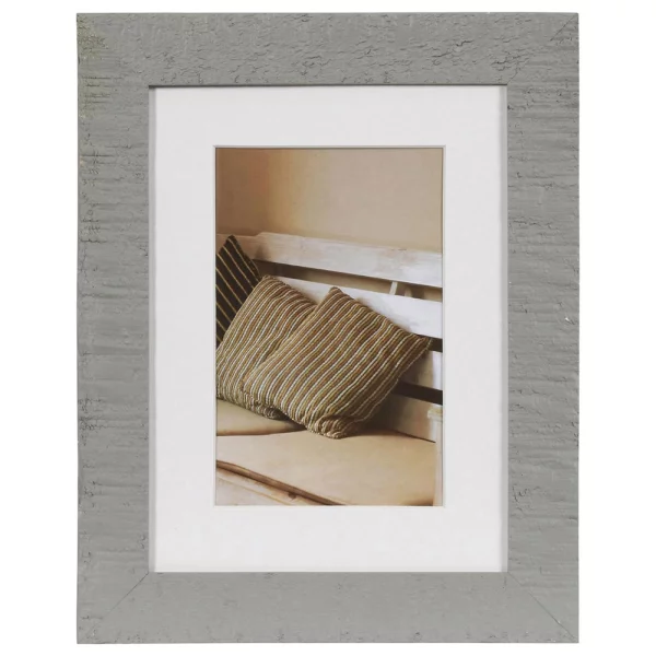 Holz Bilderrahmen Driftwood mit Passepartout 10x15 cm (7x10 cm) | Grau | Normalglas (2 mm)