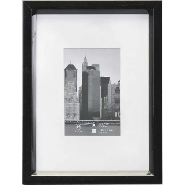 Kunststoff Bilderrahmen Metallica mit Passepartout 24x30 cm (15x20 cm) | Schwarz | Normalglas (2 mm)