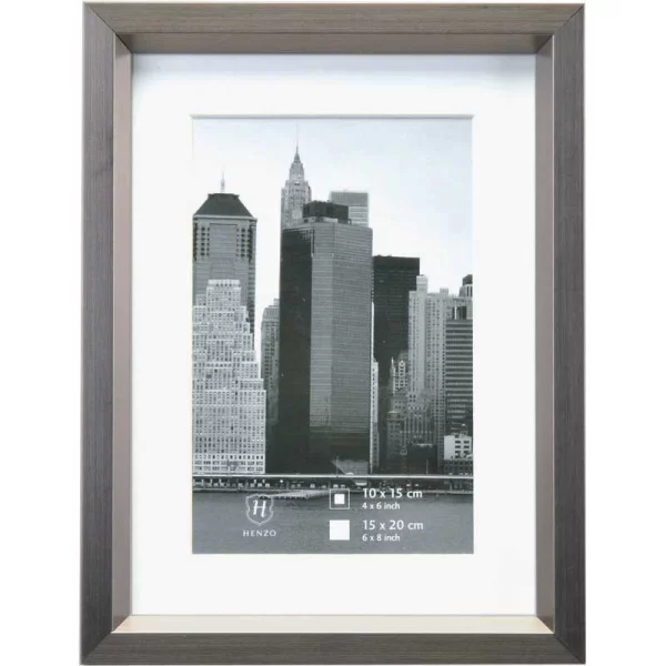 Kunststoff Bilderrahmen Metallica mit Passepartout 24x30 cm (15x20 cm) | Stahl | Normalglas (2 mm)