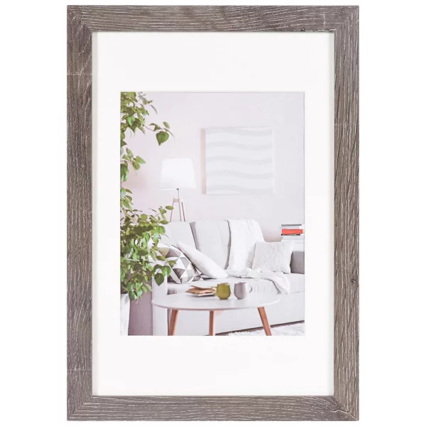 Holz Bilderrahmen Modern (MDF) mit Passepartout 70x70 cm (60x60 cm) | Grau | Normalglas (2 mm)