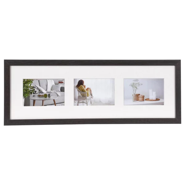 Holz Bilderrahmen Modern für mehrere Bilder 3x10x15 cm | dunkelbraun | Normalglas (2 mm)