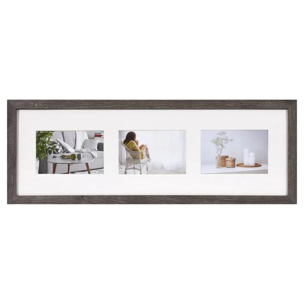 Holz Bilderrahmen Modern für mehrere Bilder 3x10x15 cm | dunkelgrau | Normalglas (2 mm)