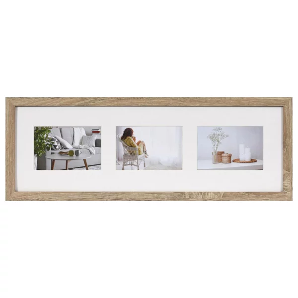 Holz Bilderrahmen Modern für mehrere Bilder 3x10x15 cm | mittelbraun | Normalglas (2 mm)