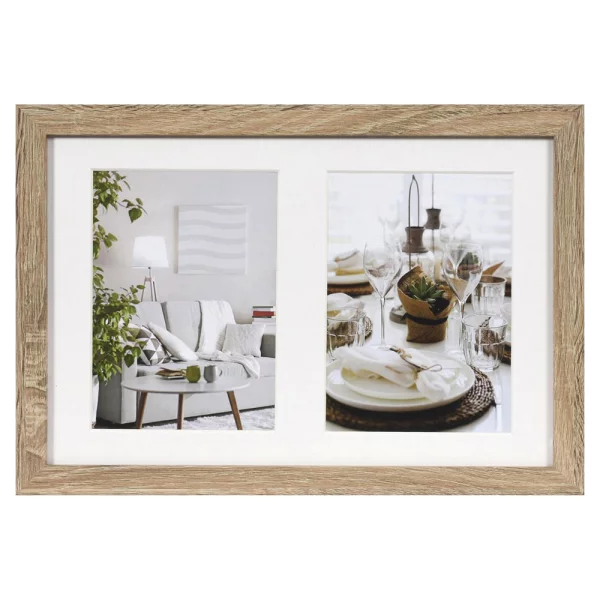 Holz Bilderrahmen Modern für mehrere Bilder 2x13x18 cm | mittelbraun | Normalglas (2 mm)