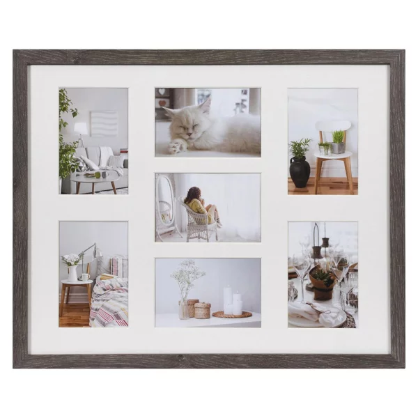 Holz Bilderrahmen Modern für mehrere Bilder 7x10x15 cm | dunkelgrau | Normalglas (2 mm)