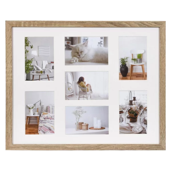 Holz Bilderrahmen Modern für mehrere Bilder 7x10x15 cm | mittelbraun | Normalglas (2 mm)