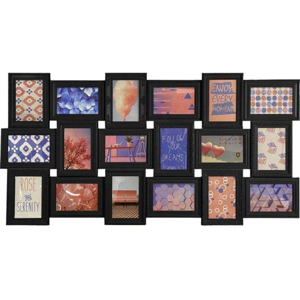 Bilderrahmen Collage Trendy 10x15 cm | Schwarz | Kunstglas (1 mm)